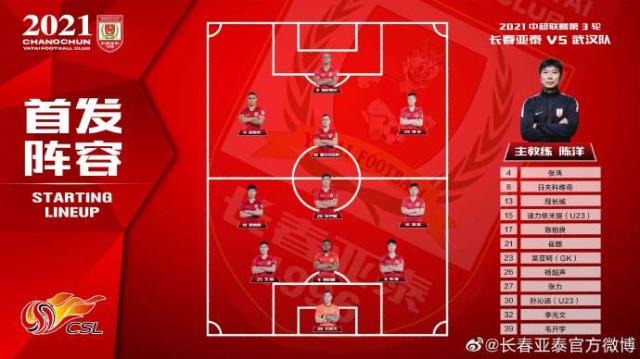 九游体育在线-亚泰vs武汉首发:儒尼奥尔先发 姆比亚埃弗拉出战